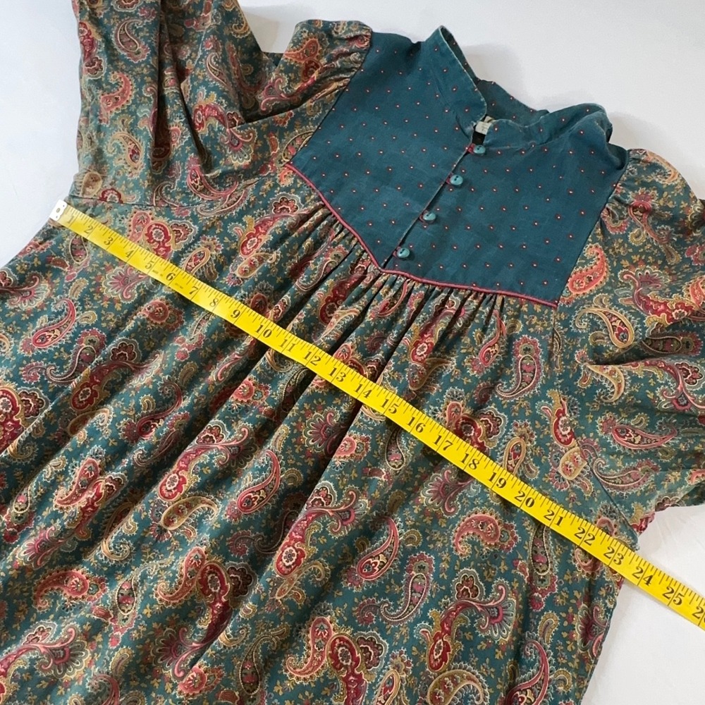 Vintage J Jill Cottagecore Prairie Peasant Midi Dress Sz XL Paisley Cotton - Picture 2 of 10